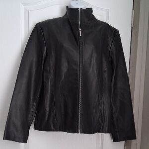 Women's Black Leather Jacket SIENA Size Large